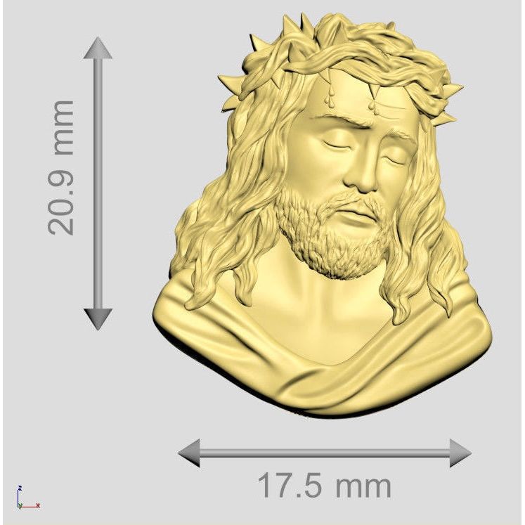 14k Yellow Gold Jesus Face Pendant