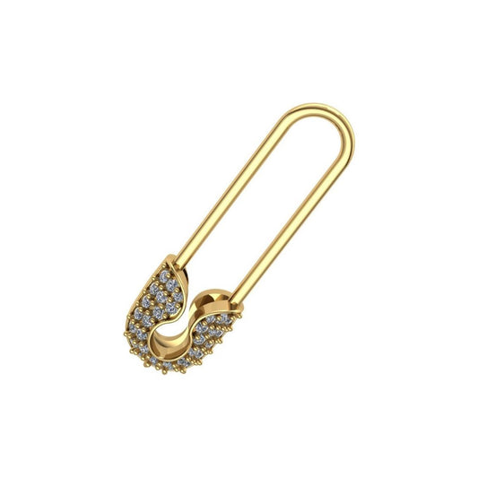 18k Gold Safety Pin Earring